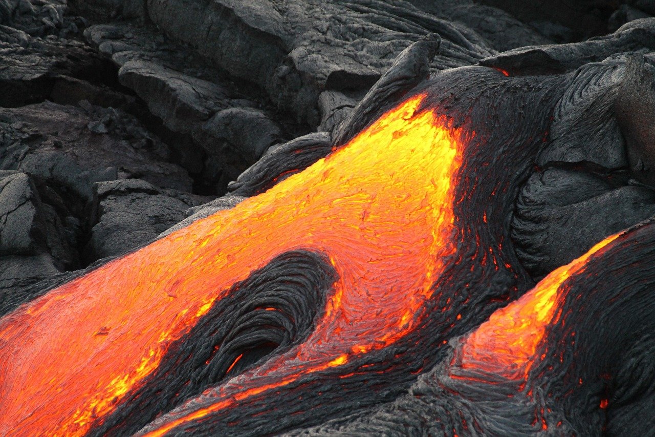 Flowing lava in Hawaii