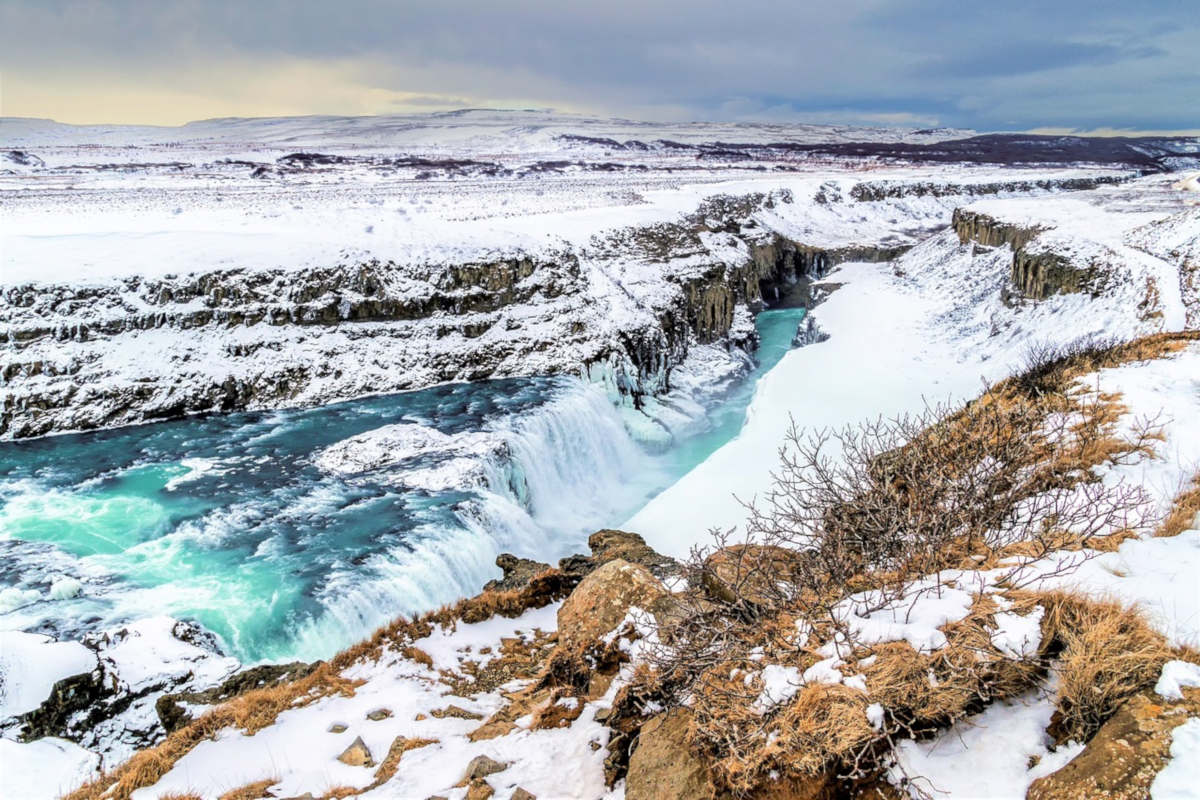 Gullfoss waterfall in winter