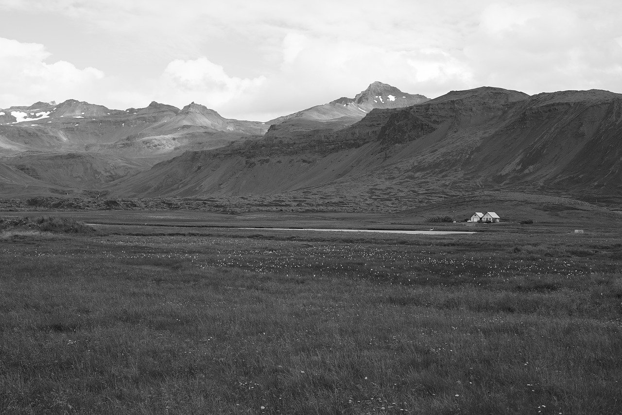Iceland landscape with farm