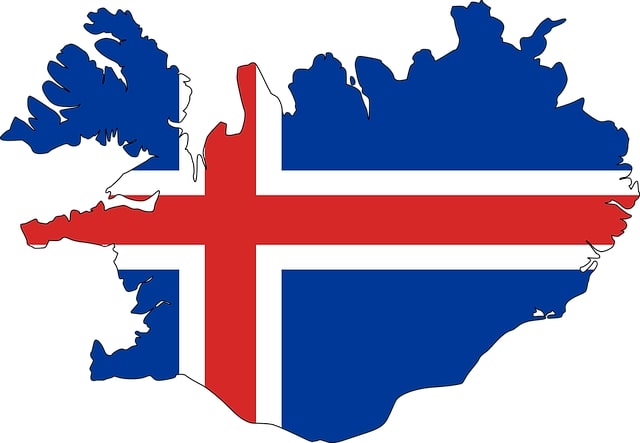flag of Iceland with shape of Iceland