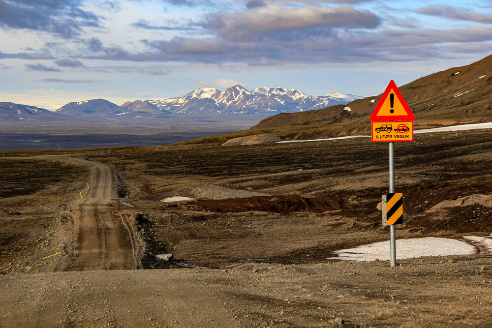 Road sign in Iceland for F-roads when entering the highland.