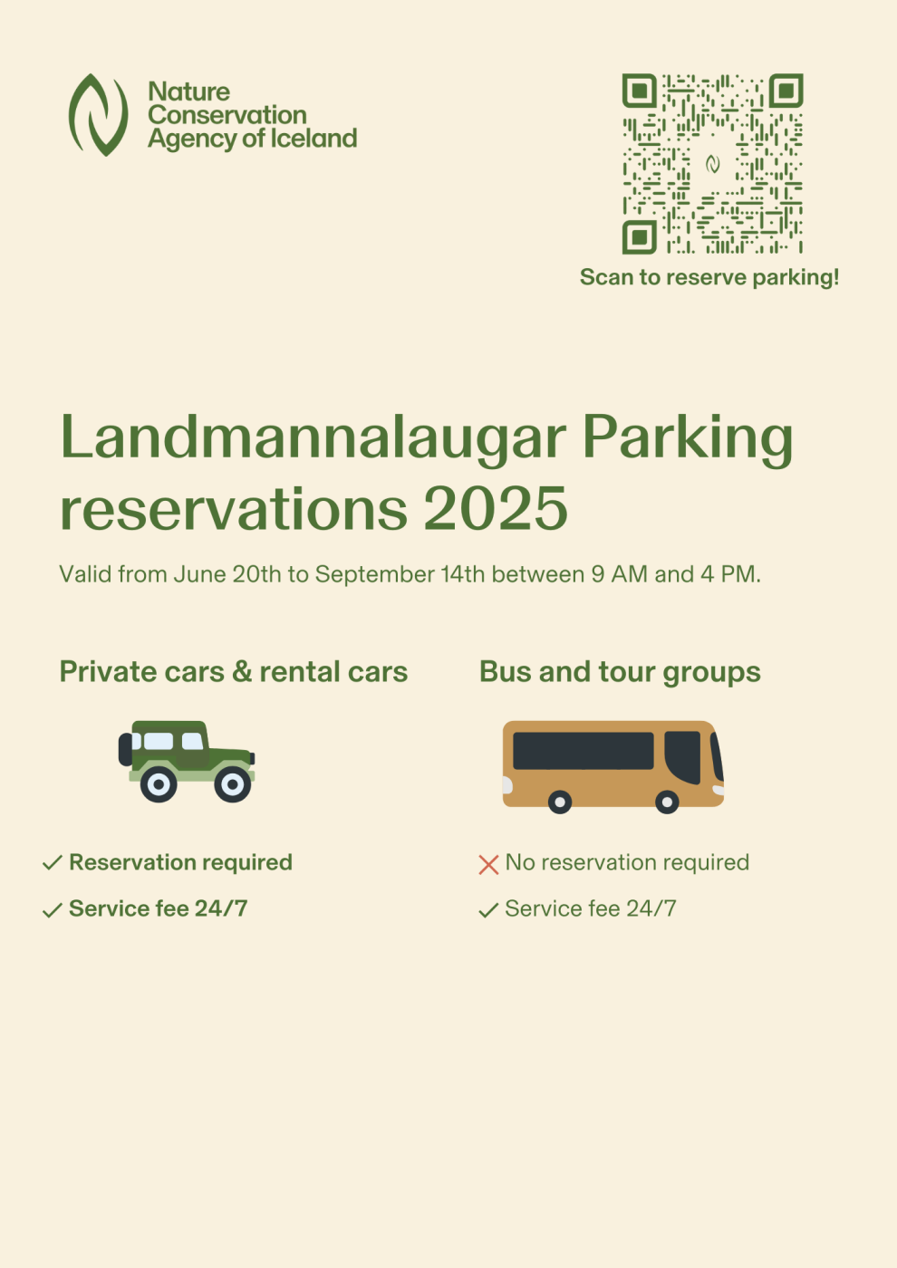 Landmannalaugar summer parking information.
