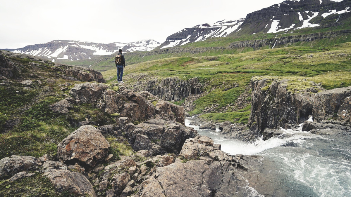 lonely hiker in Iceland
