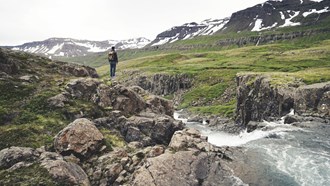 lonely hiker in Iceland