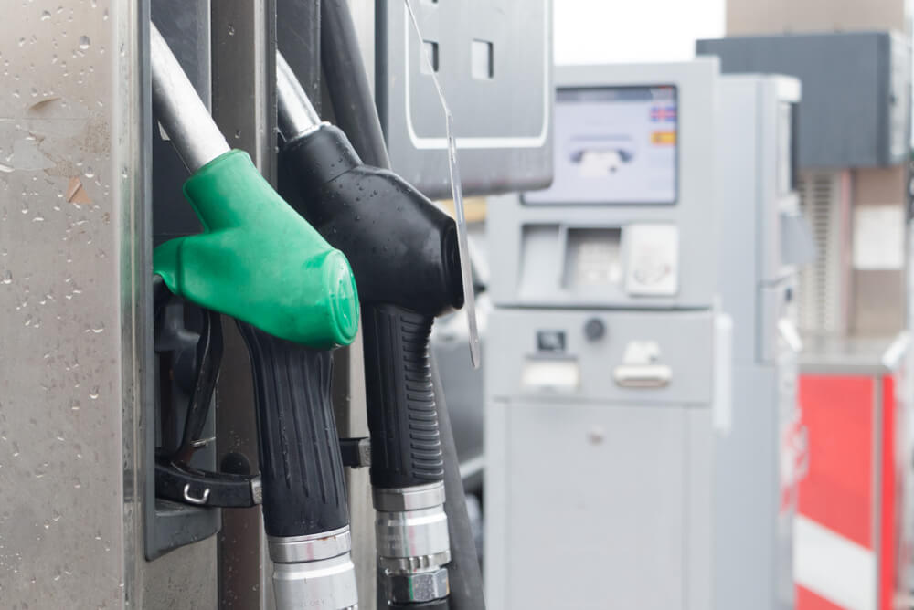 Blue Car Rental gas station pump.