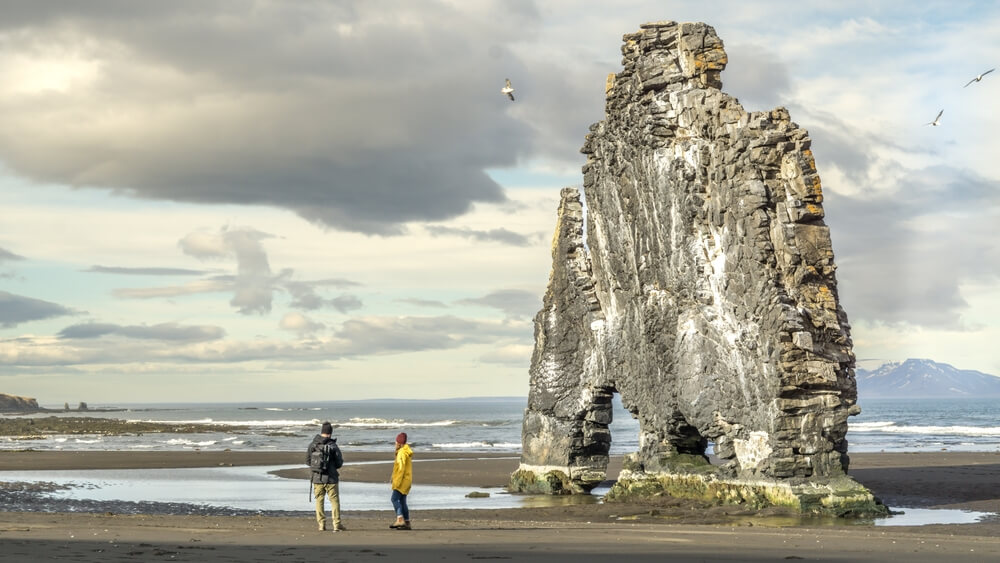 Hvitserkur sea stack beach iceland.