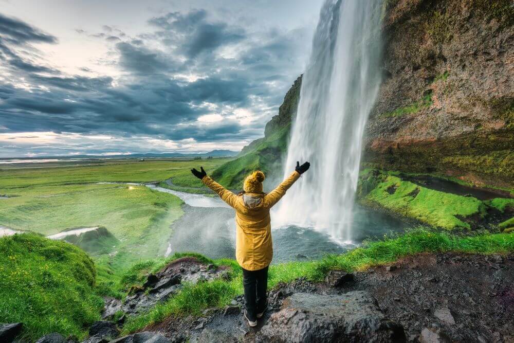 Seljalandsfoss waterfall in Iceland south coast. 