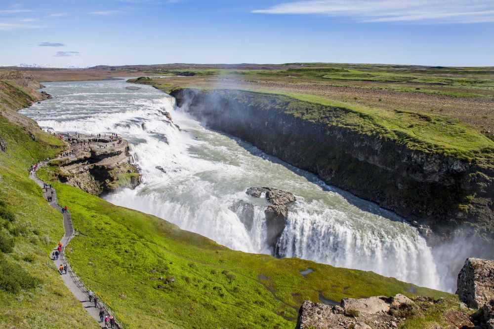 Gulfoss waterfall in summer.