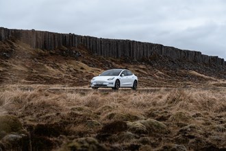 Tesla rental car Iceland.