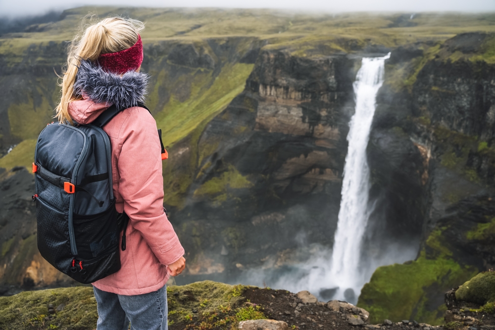 Iceland outwear waterfall.